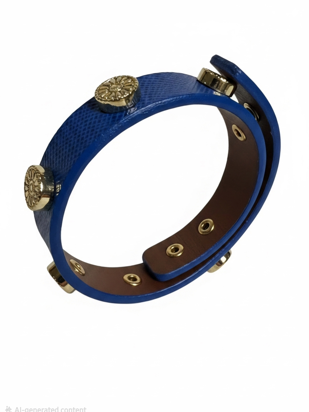 "FLASH SALE" NEW Tory Burch Blue Leather Sunflower Logo Wrap Bracelet/Choker - Picture 4 of 9